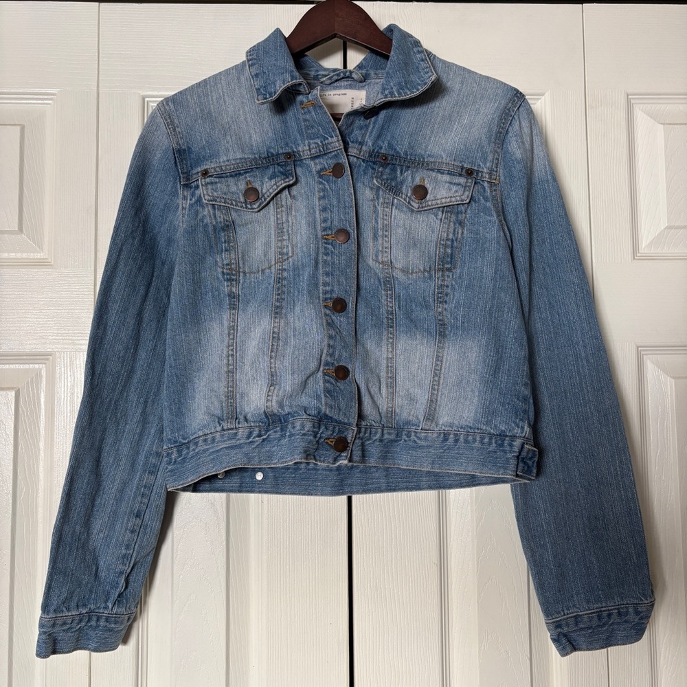 Life in Progress Blue Denim Jacket Junior's Size Large